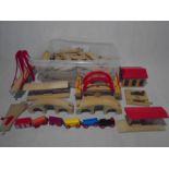 A vintage Brio train set including train, coaches, bridges, buildings, station, track etc