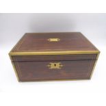 A 19th Century rosewood writing slope with brass inlay and campaign drawer