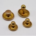 Three 9ct gold collar studs (weight 2.1g) along with a single 18ct gold stud (weight 1.4g)