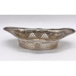 A hallmarked silver dish with pierced decoration, weight 95.3g