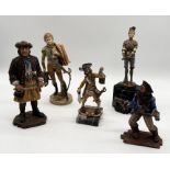 Five resin figures of pirates etc