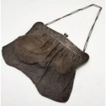 A large Sterling silver mesh bag, total weight 309.8g