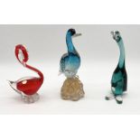 Two Murano glass ducks and a Murano glass swan