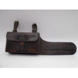 An Army & Navy leather saddle sandwich case stamped BEL & 026 with plated sandwich box