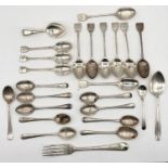 A collection of hallmarked silver cutlery, mainly coffee spoons, total weight 437.7g
