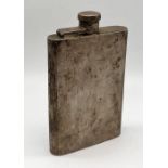 A hallmarked silver hip flask, weight 155.2g - A/F spilt around base