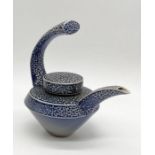 Jeremy Nichols (born 1948) salt glazed teapot with open handle - Height 18cm