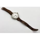 A WW1 era SCM watch with luminous hands and hour dots on original leather strap - possible officer's