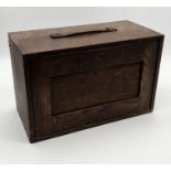 An oak engineer's toolbox with four lined drawers - door A/F