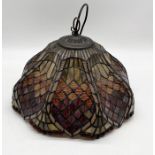A Tiffany style glass lampshade with scalloped edge