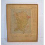 A vintage framed map of Penang Island, 68cm x 56cm.