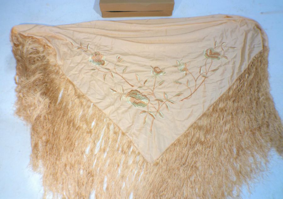 A vintage embroidered silk shawl. - Image 2 of 3