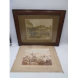 An unframed photograph of "Axminster Great Market, May 12th 1904" along with a framed photograph