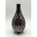 A vase with silver filigree decoration, height 16cm