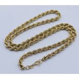 A 9ct gold rope chain, weight 6.7g