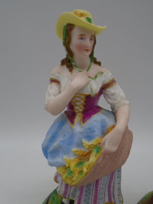 A pair of continental porcelain vases along with a pair of Edwardian bisque figures - Image 7 of 9