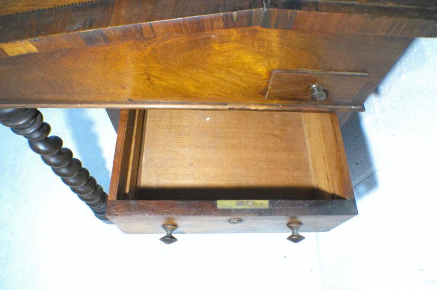A turn of the century rosewood davenport, with barley twist supports - one caster missing on back, - Image 6 of 8