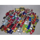 A collection of play worn die-cast vehicles including Matchbox, Tonka, Corgi etc