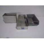 Three various galvanised trays including a Walls Ice Cream