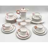 A Shelley Art Deco part tea set comprising of 8 teacups, 11 saucers, 12 side plates, 2 sandwich