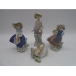 A collection of Lladro figures and a rabbit- fingers broken to boy