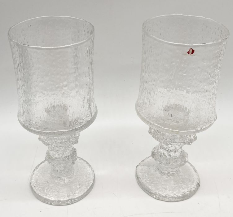 A collection of art glass including Littala goblets and four bowls - Image 2 of 5