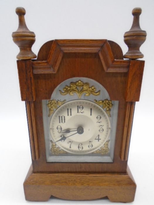 An anniversary clock on porcelain base along with a and mantle clock with silvered dial - Image 2 of 9