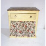 A painted pine scullery cupboard with single drawer, length 95cm, depth 50cm, height 99cm.