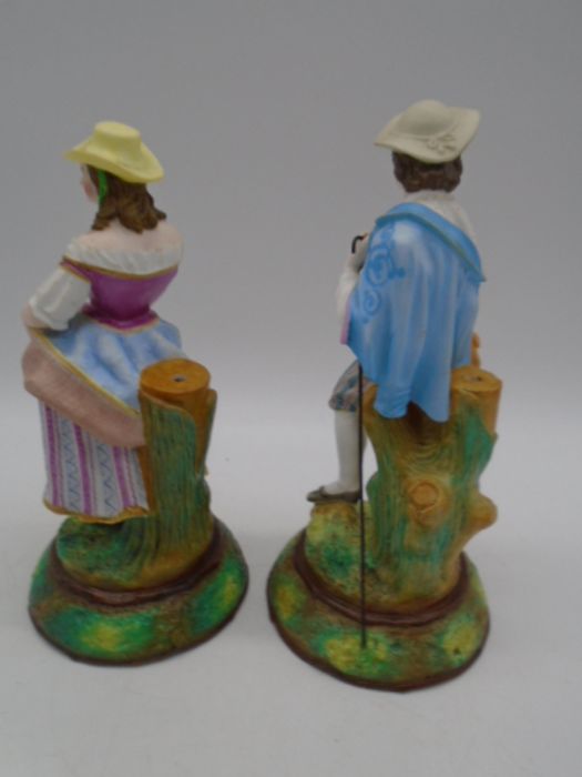 A pair of continental porcelain vases along with a pair of Edwardian bisque figures - Image 8 of 9