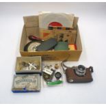 A mixed lot, including a Halina 35X camera, spectacles, barometer etc.