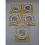 A set of Royal Doulton Brambly Hedge "Four Seasons" plates, along with "The Wedding" Brambly Hedge