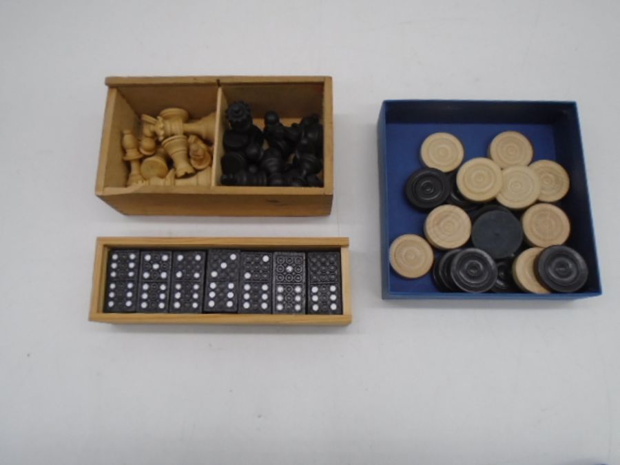 A collection of vintage games including chess, draughts, playing cards, bag of marbles, diabolo, - Image 5 of 10