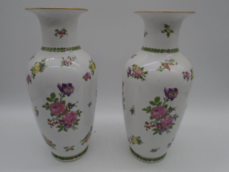 A pair of continental porcelain vases along with a pair of Edwardian bisque figures - Image 2 of 9