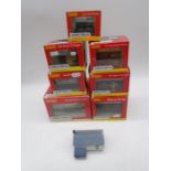 A collection of seven boxed Hornby N gauge Lyddle End model railway building/structures including