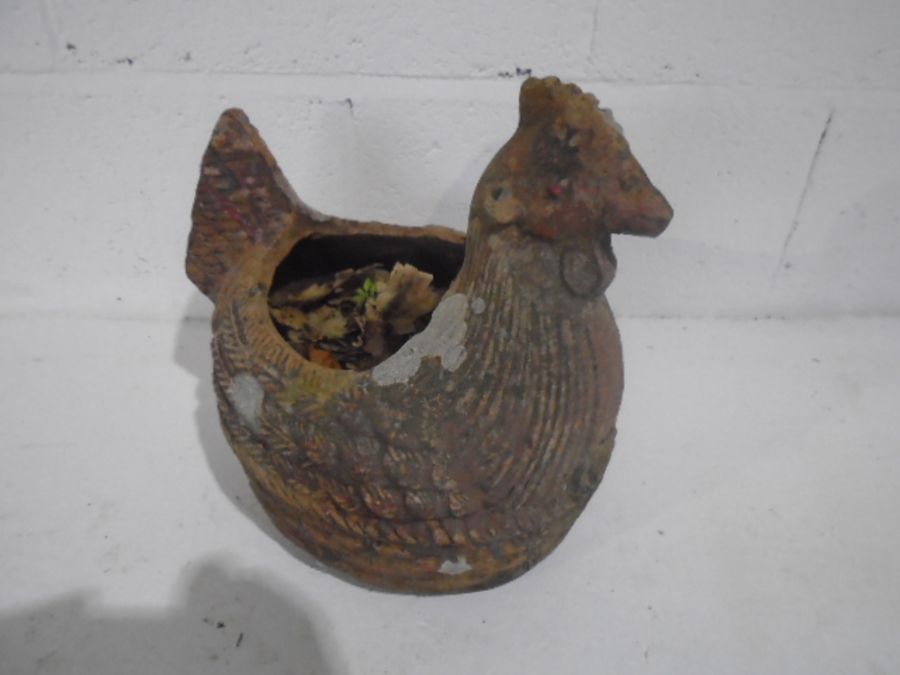 A weathered terracotta planter in the form of a chicken, length 33cm - Image 3 of 4