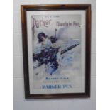 A framed reproduction Parker Fountain Pen poster - Overall size 92cm x 66cm