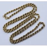 A 9ct gold rope chain, weight 13.5g
