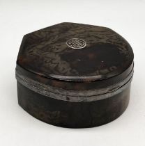 An Asprey, London tortoiseshell and silver dressing table pot