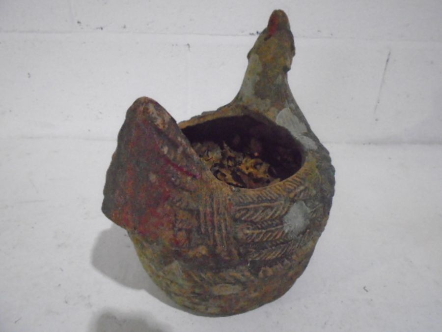 A weathered terracotta planter in the form of a chicken, length 33cm - Image 4 of 4