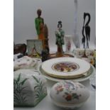 An assortment of ceramic and ornamental items including Beswick, Wedgwood, Goebel, John Bourdeaux