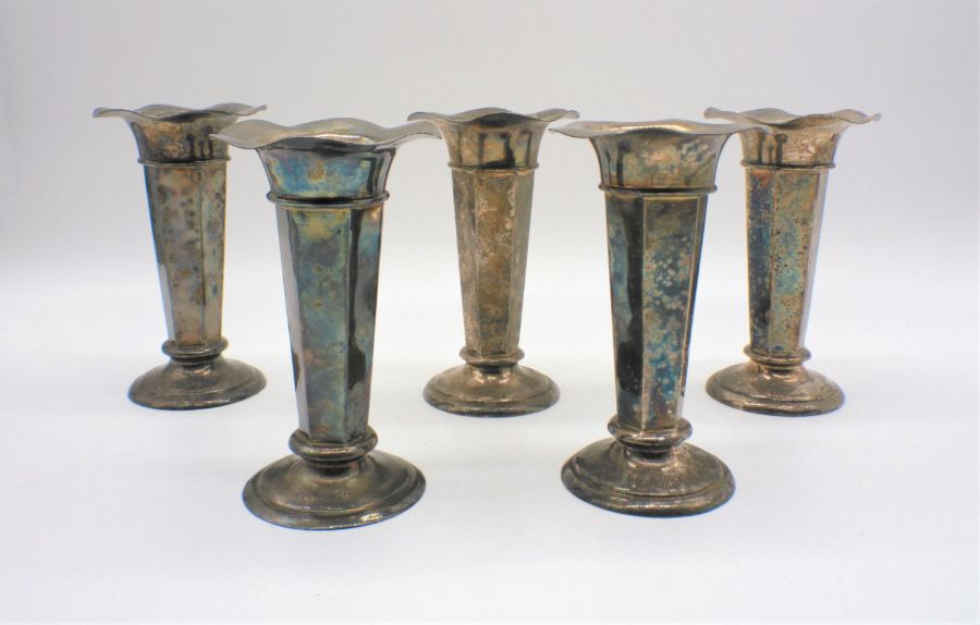 Five silver plated Canadian Pacific Railway weighted vases, by Elkington. - Image 2 of 5
