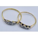 Two 18ct gold diamond rings, total weight 2.8g