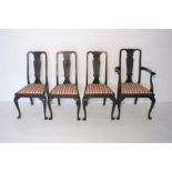 A set of four 'Warings' Queen Anne style mahogany dining chairs, including one carver.