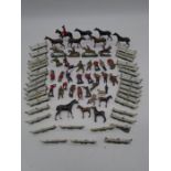 A collection of lead horses, soldiers and gates - soldier mostly A/F