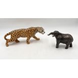 A Beswick leopard along with a Beswick elephant