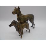 A bronze figure group of a Great Dane and a Terrier, height 15.5cm