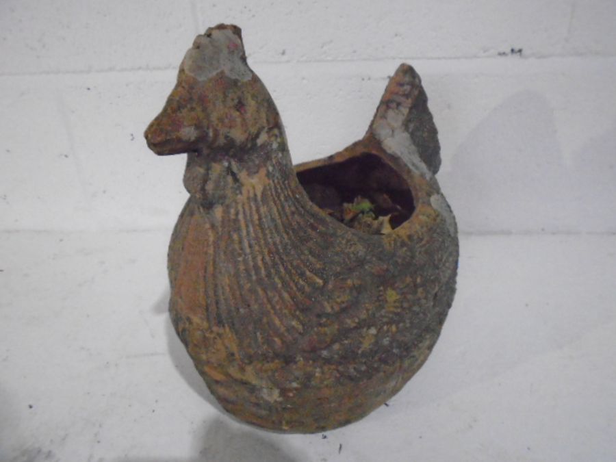 A weathered terracotta planter in the form of a chicken, length 33cm - Image 2 of 4