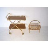 A retro tea trolley, along with a mid-century bamboo magazine rack.