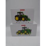 Two boxed Wiking John Deere die-cast tractors including a Crawler-type 9620RX and 7310R (Both 1:32