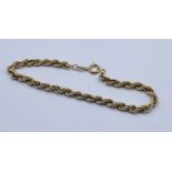 A 9ct gold rope bracelet, weight 2.3g